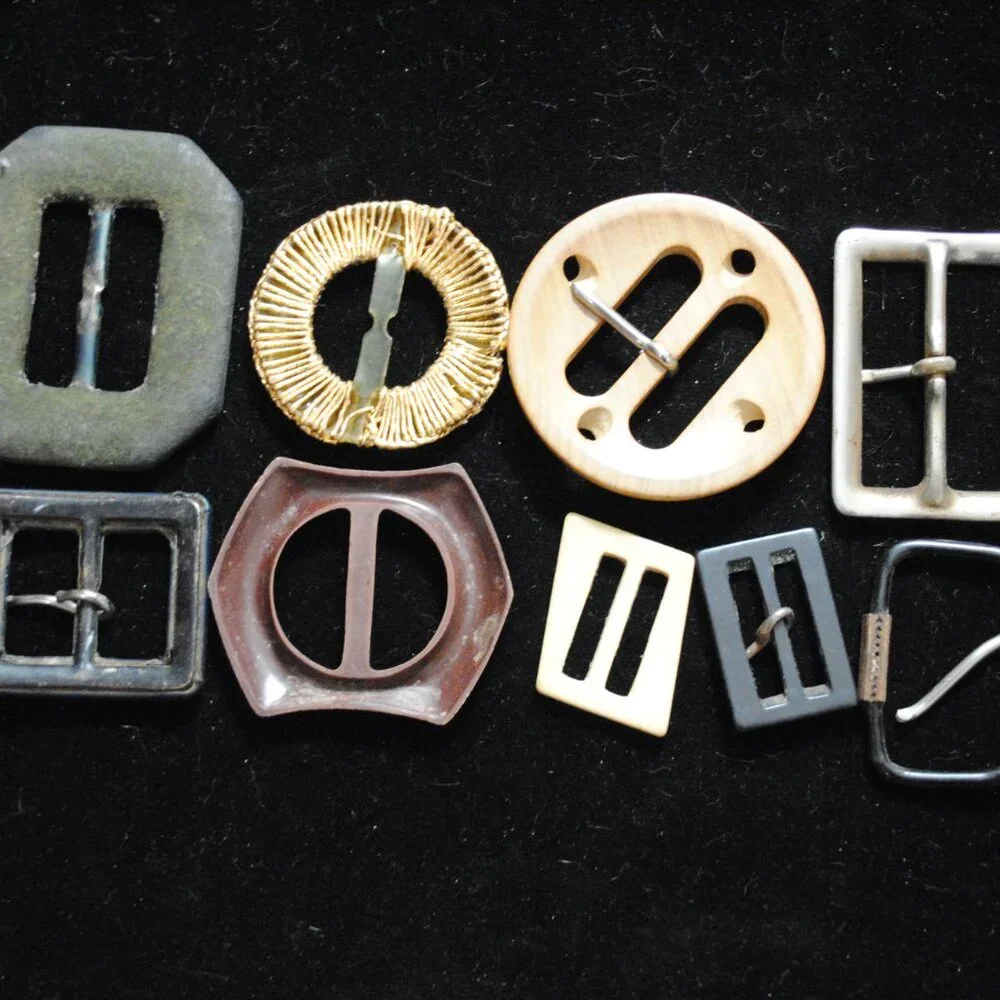 Lot of 9 Vintage / Antique Belt Buckles Art Deco Edwardian Mid-century Women's